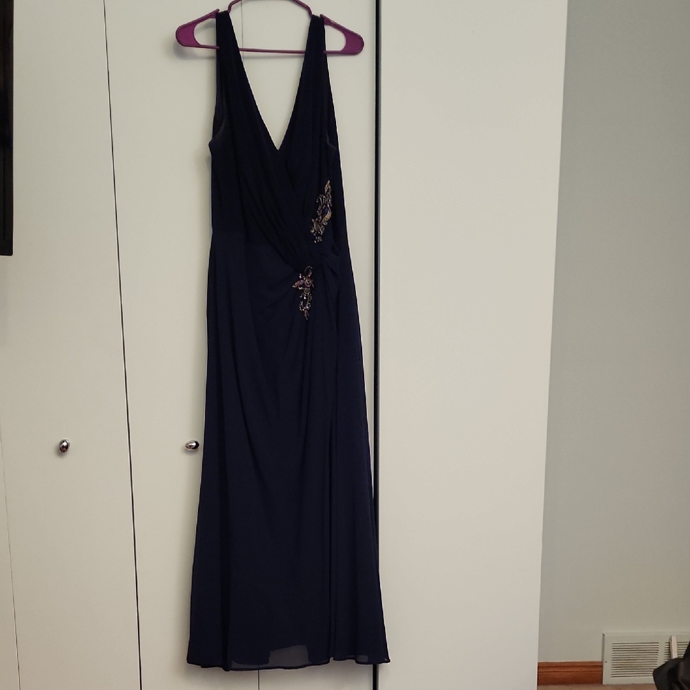 Mother Of Bride/ Groom Elegant Navy Blue Evening Gown that is pants.